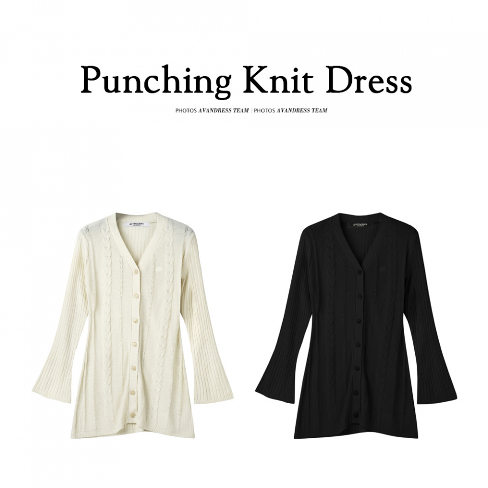 어반드레스(AVANDRESS) Punching Knit Dress BLACK