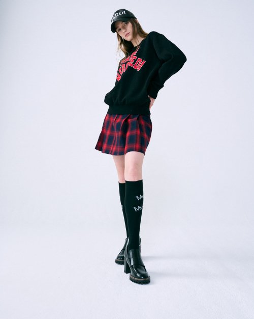PLAID PLEATS MINI SKIRT_RED
