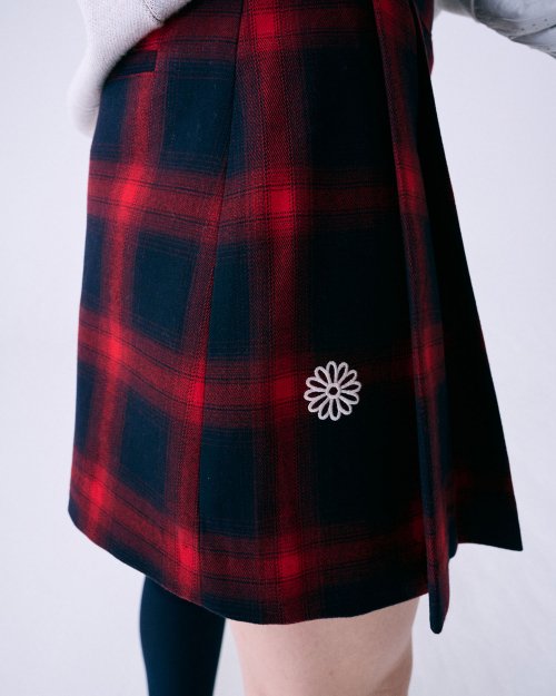 PLAID PLEATS MINI SKIRT_RED