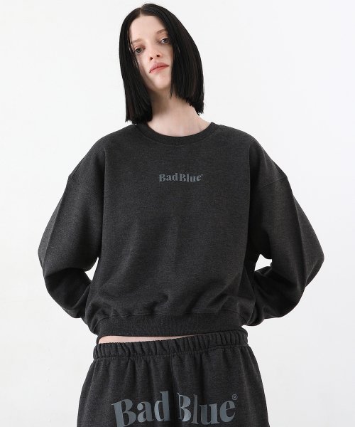 Logo Crop Sweatshirt Charcoal