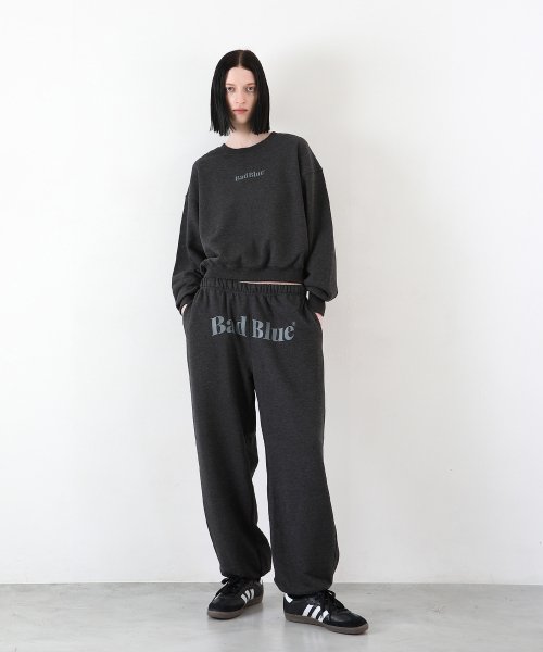 Logo Crop Sweatshirt Charcoal