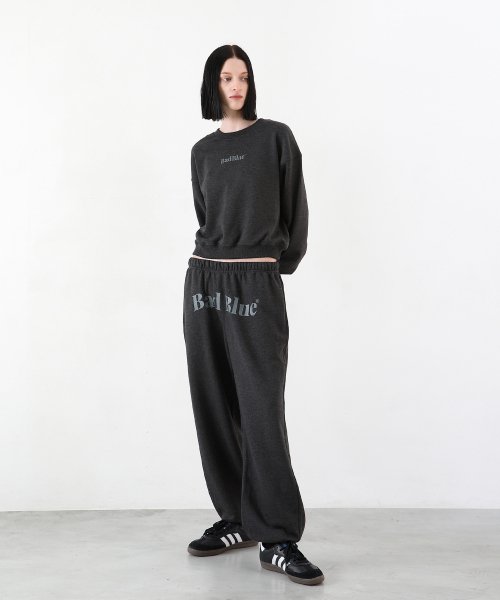Logo Crop Sweatshirt Charcoal