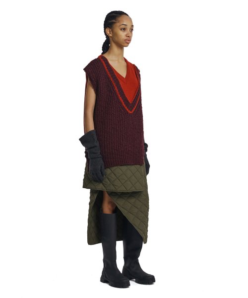 Layered Knit Vest_Red