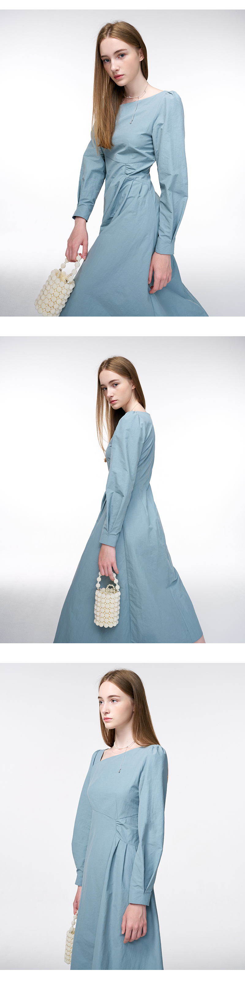 ワンピース ETMON Unbalance Line Pintuck Dress, Greyish Blue MUSINSA | ETMON Unbalance Line Pintuck Dress Grayish Blue