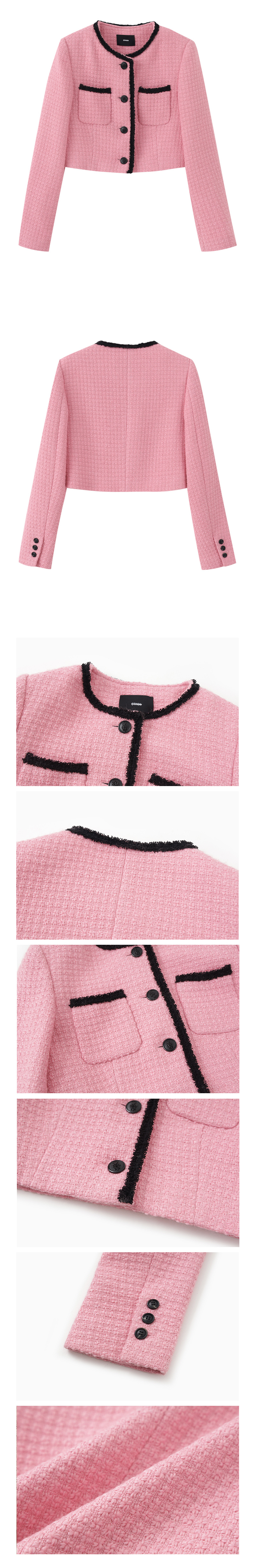 ★ETMON★ Trimmed Hook Tweed Jacket Pink JK120SSS42 MUSINSA | ETMON Trimmed Tweed Jacket Pink