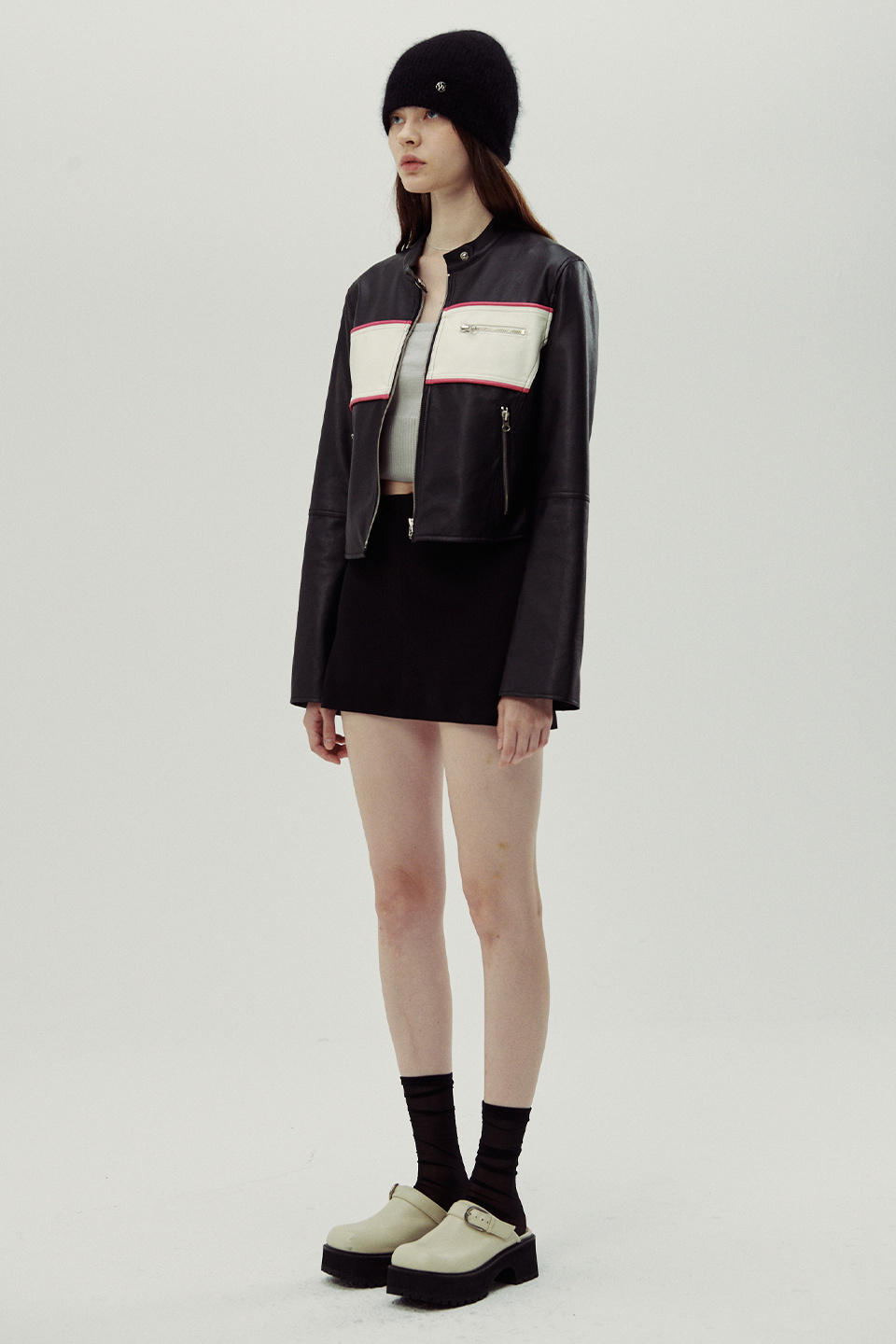 MUSINSA | SINOON FAUX LEATHER SLIM BIKER JACKET