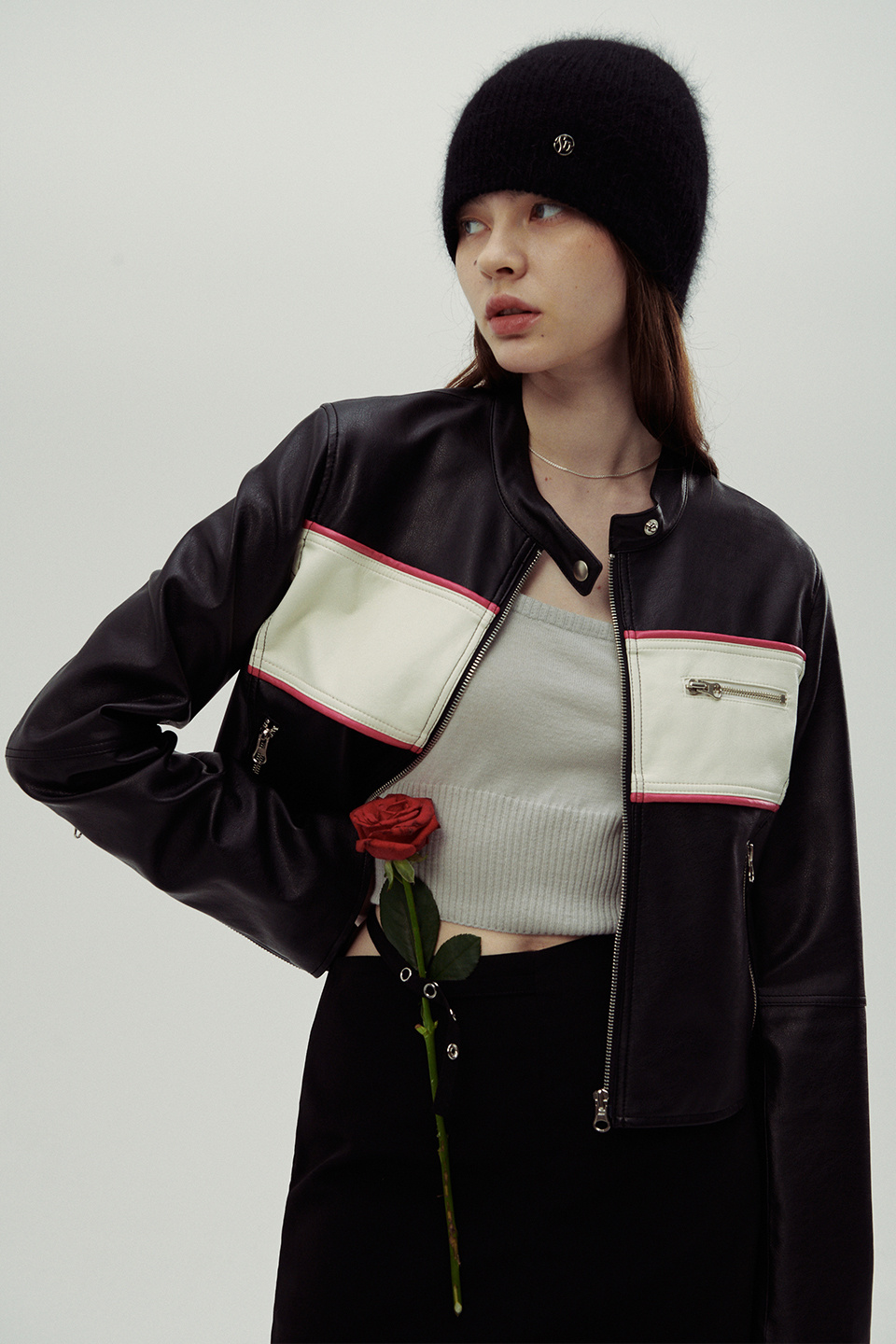 レザージャケット・コート sinoon FAUX LEATHER SLIM BIKER JACKET SN2C3OJ001_BK MUSINSA公式 | SINOON FAUX LEATHER SLIM BIKER JACKET