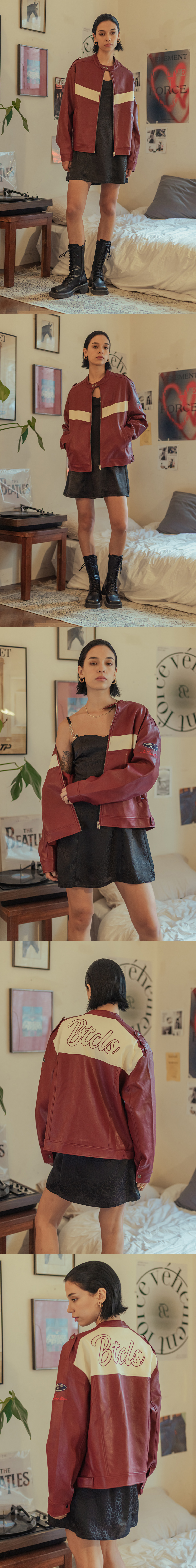 MUSINSA | BITTERCELLS Eco Leather Racing Jacket - Black