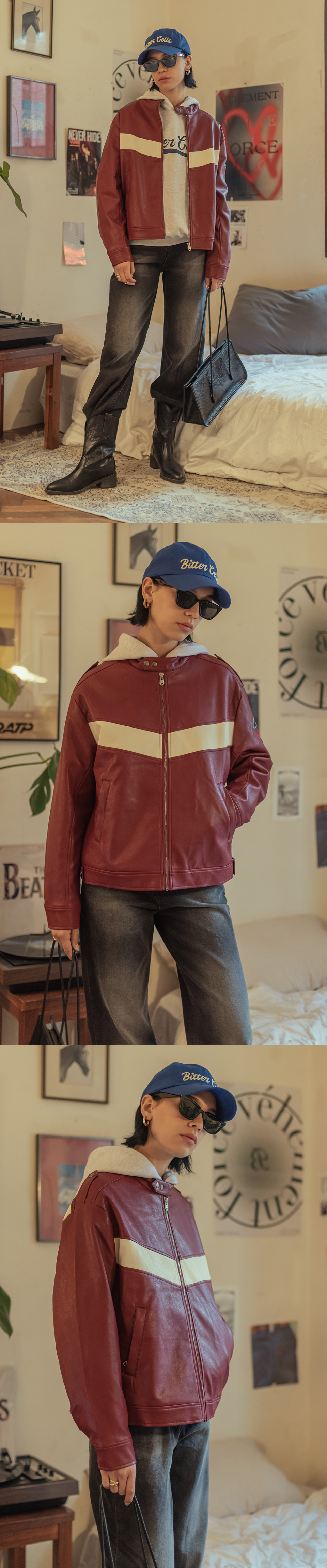 MUSINSA | BITTERCELLS Eco Leather Racing Jacket - Black