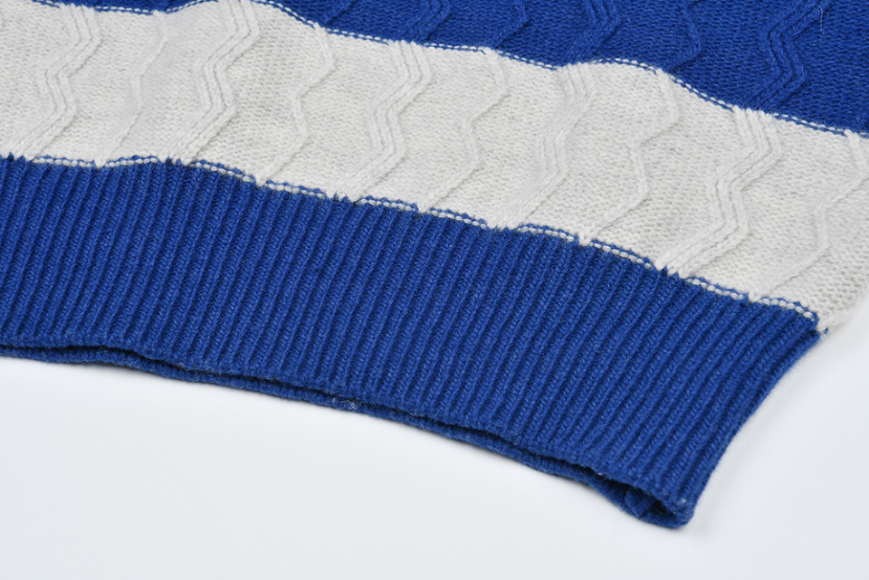 오드 디파트먼트(ODD DEEPARTMENT) Wave Block V-Neck Knit Vest - Blue & Ivory