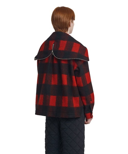 Check Hoodie Jacket_Red
