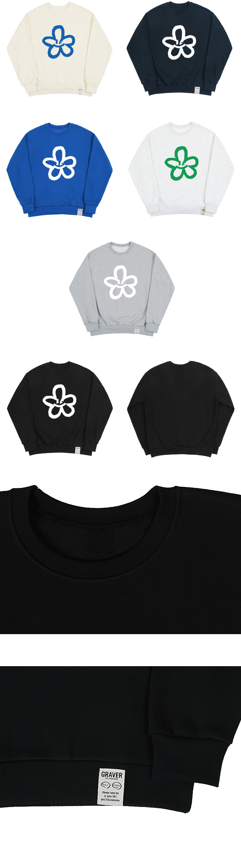 [GRAVER]★BIG FLOWER SMILE SPRAY SWEATSHIRT Big Flower Smile Spray Sweatshirt - GRAVER | 60% - Asian