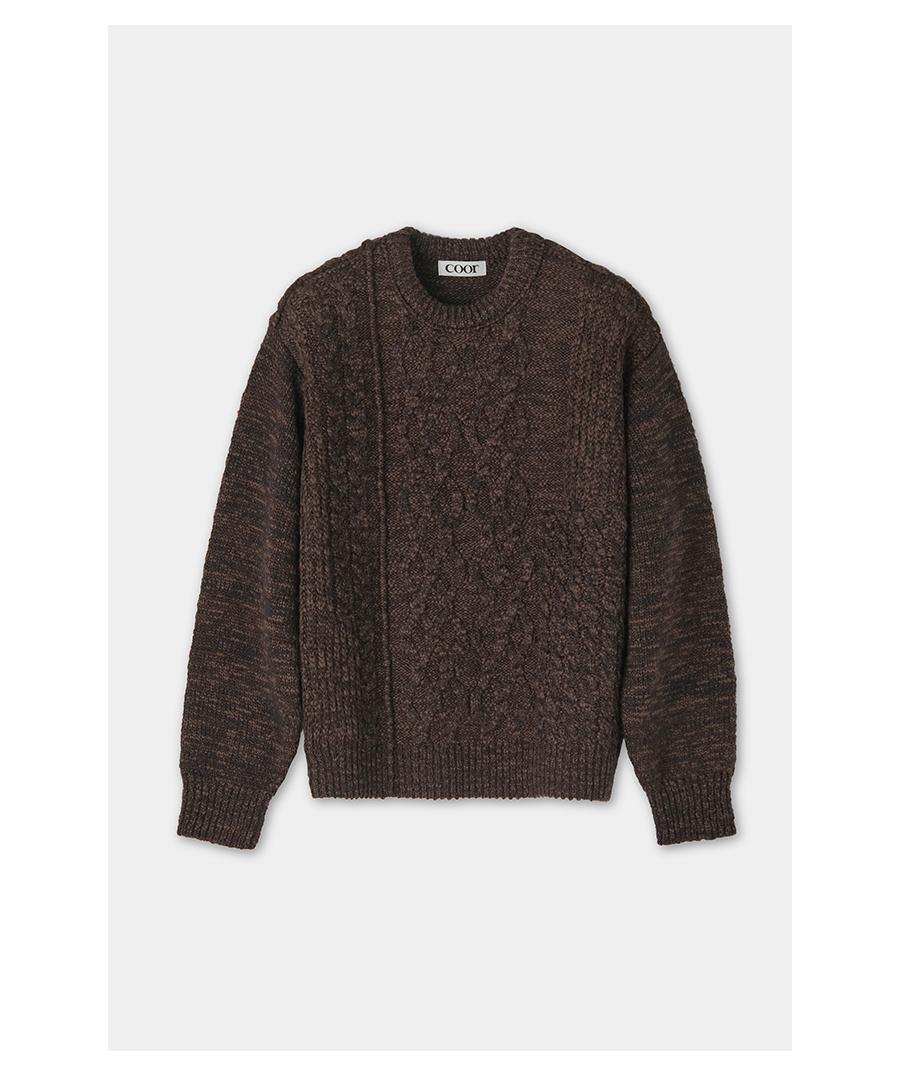 Mixed Cable Crew Neck Knit (Melange 