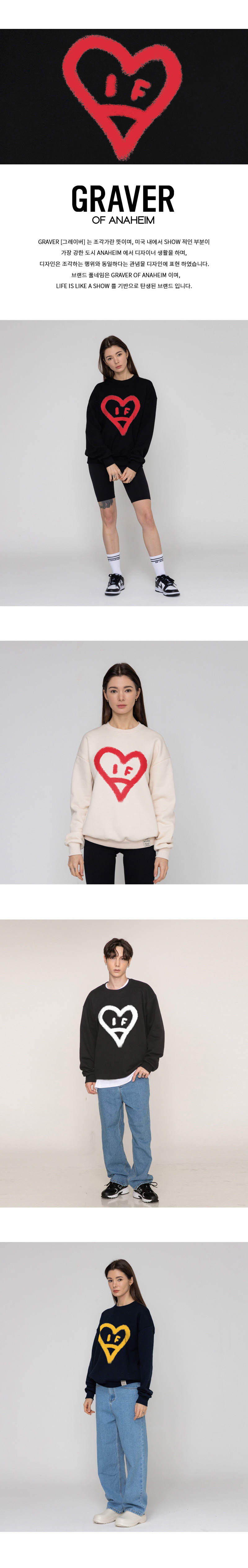 [GRAVER]★BIG HEART SMILE SPRAY SWEATSHIRT MUSINSA | GRAVER [UNISEX] Big Heart Smile Spray Sweatshirt_Navy