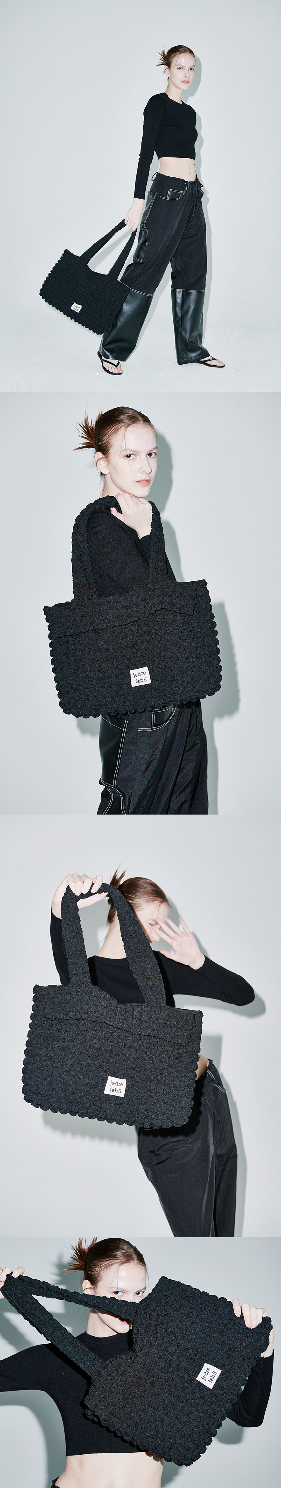 MUSINSA | JEDREFEB5 Croffle shoulder bag black