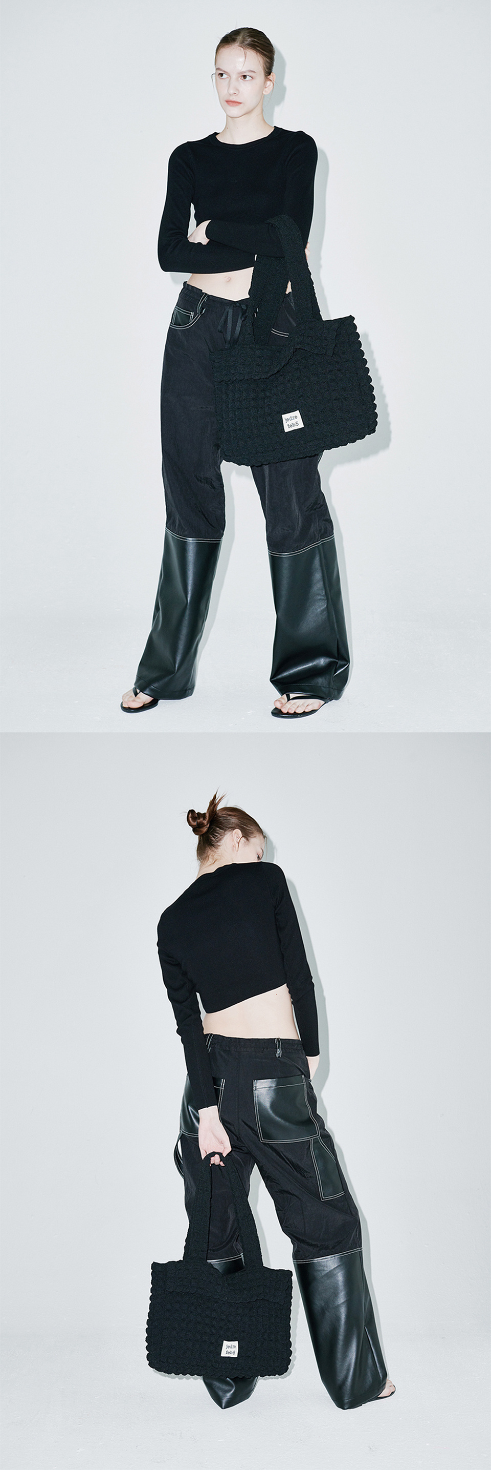MUSINSA | JEDREFEB5 Croffle shoulder bag black