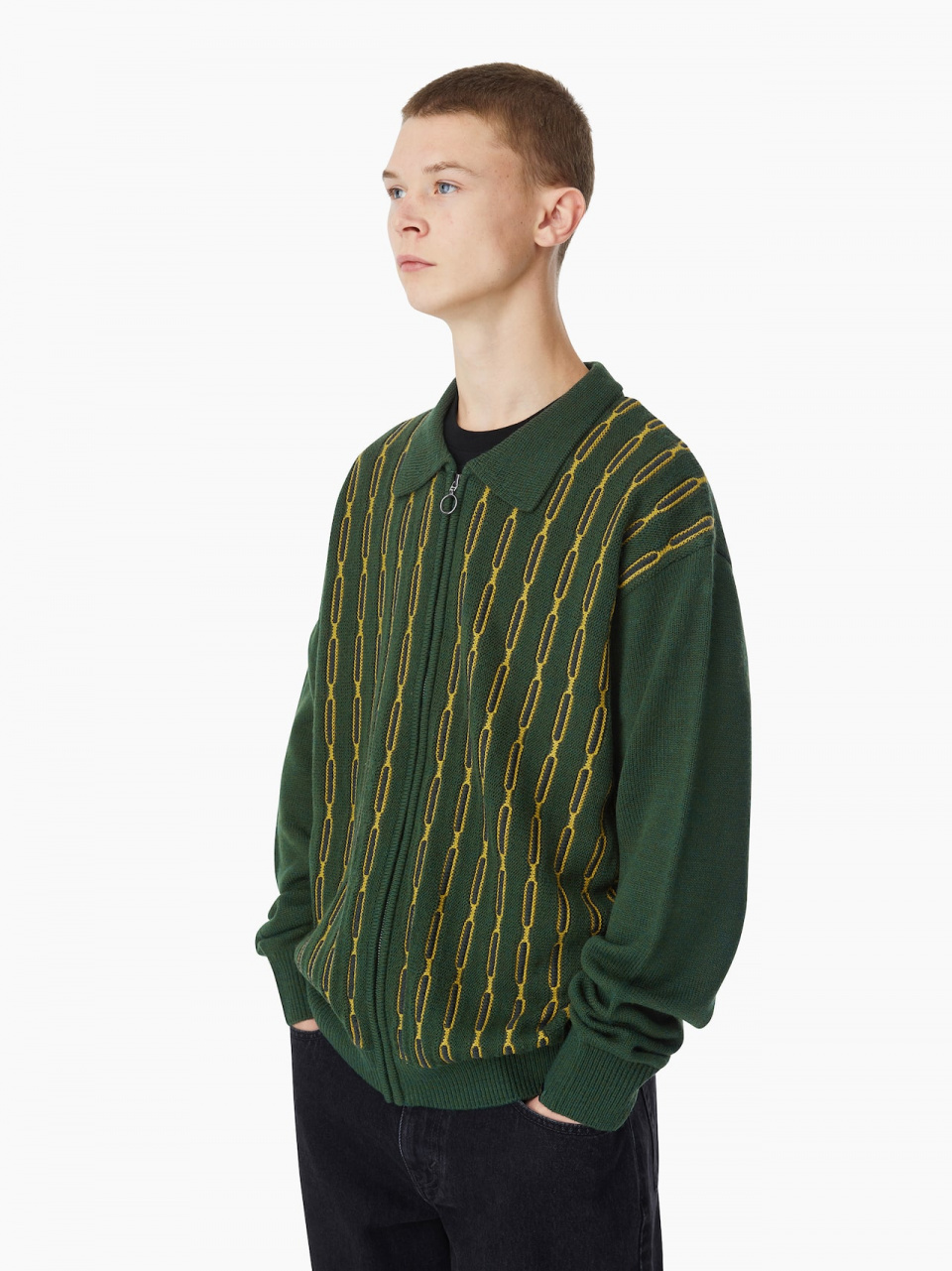 トップス thisisneverthat Chain Zip Up Polo Green MUSINSA公式 | thisisneverthat® Chain Zip Up Polo Green