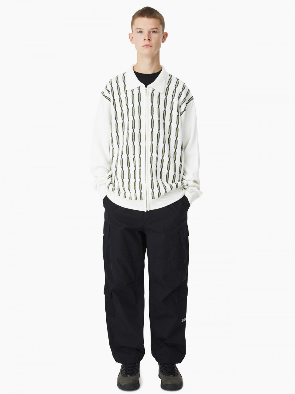 MUSINSA公式 | thisisneverthat® Chain Zip Up Polo Off White