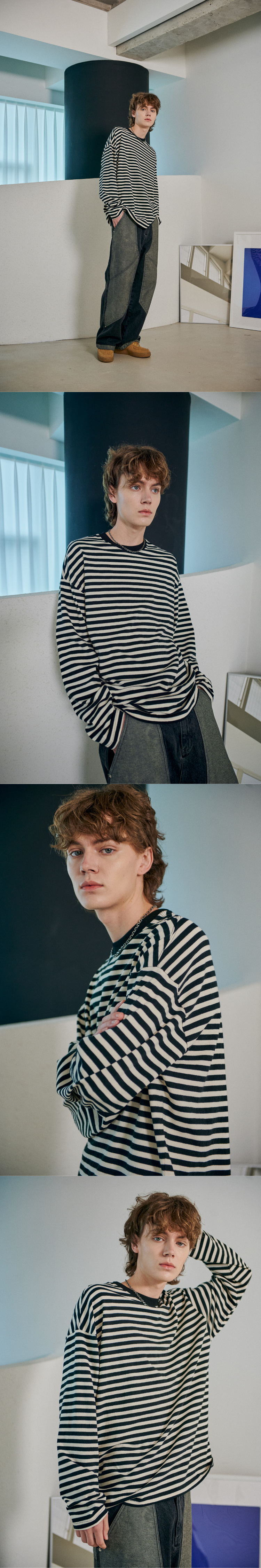 LONG SLEEVE OVERFIT STRIPE - 2 COLORS BLACK