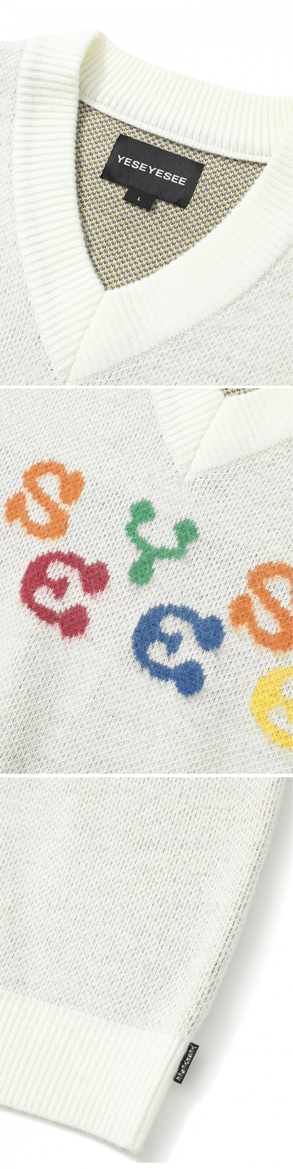 Rainbow Knit Vest Cream 상세 이미지 2