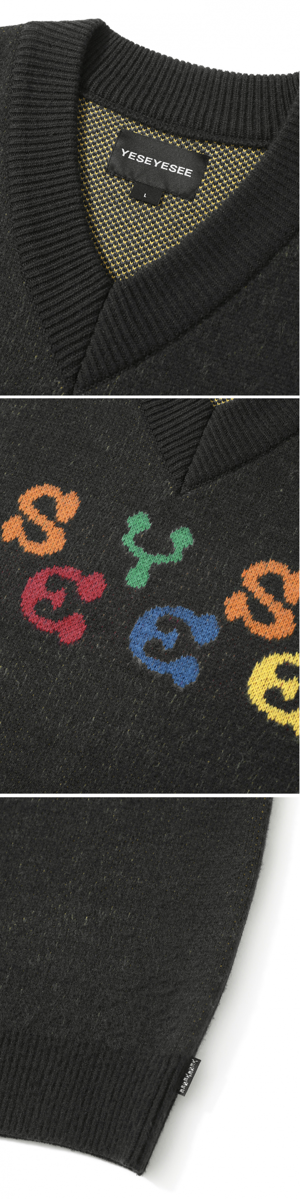 Rainbow Knit Vest Navy 상세 이미지 2