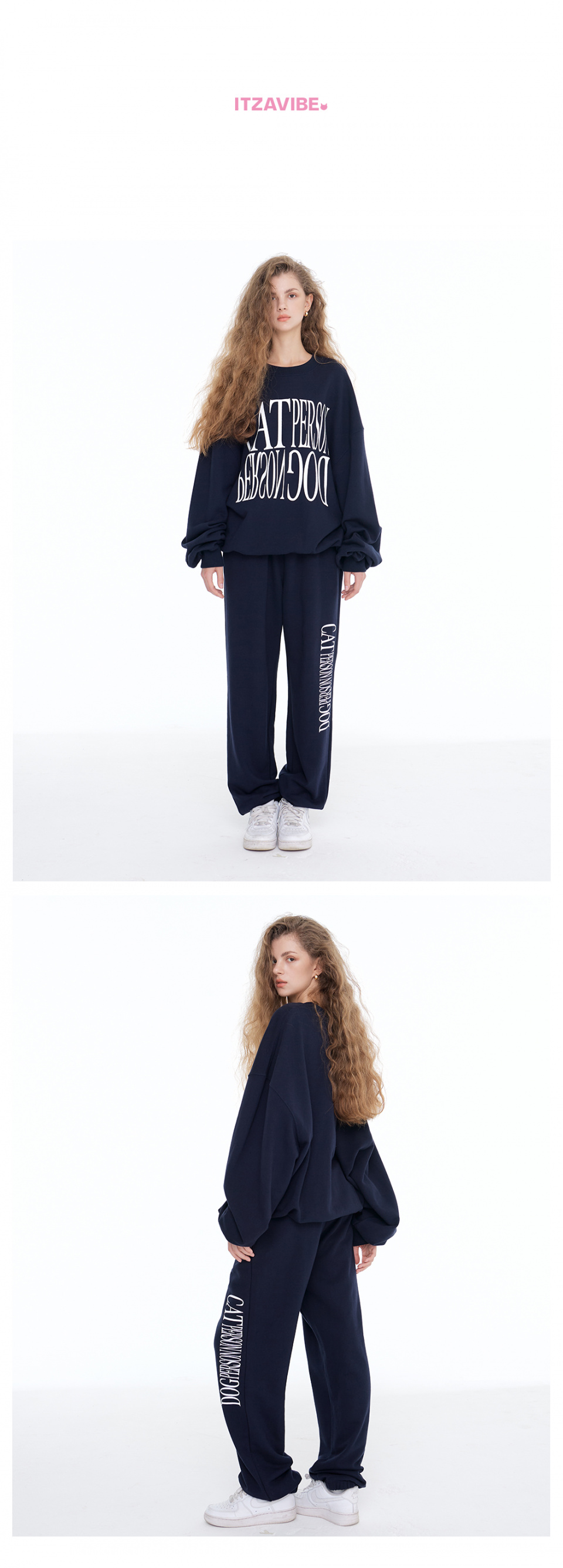 ◆ITZAVIBE◆ Cat Pearlson Lettering Jogger Navy IBC22UPT05NA MUSINSA | ITZAVIBE [IBC22UPT05NA] Cat Pearlson Lettering