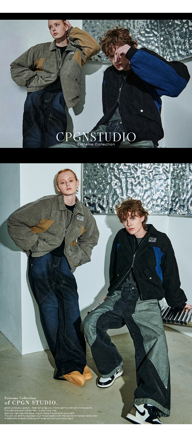 MUSINSA | CPGN STUDIO Layer Wide Denim Pants Indigo Blue