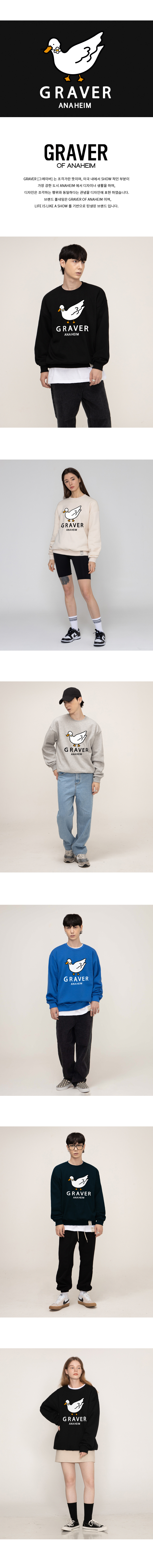 [GRAVER]★SMALL WHITE DUCK WING SMILE SWEATSHIRT MUSINSA | GRAVER [UNISEX] White Duck Smile Sweatshirt_Navy
