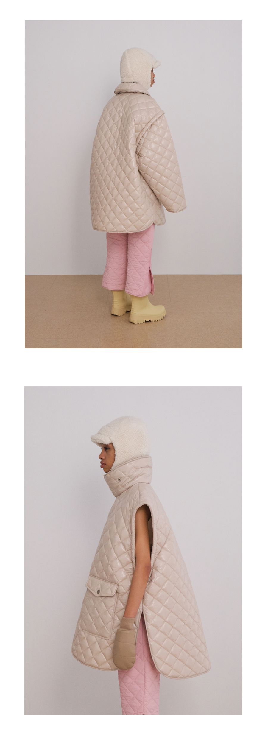 트렁크프로젝트(TRUNK PROJECT) Detachable Sleeves Quilted Jacket_Ivory