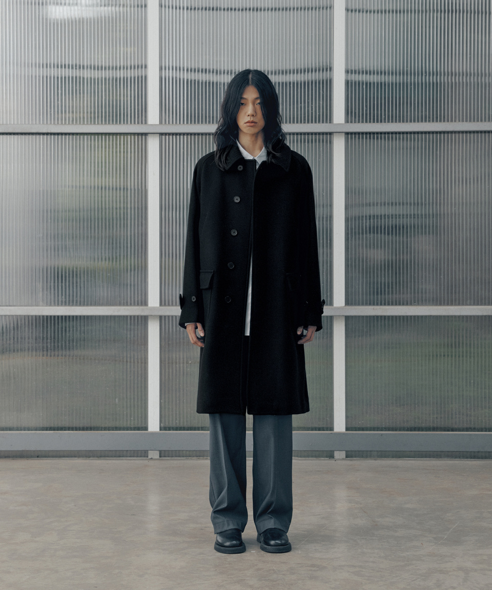 어나더 오피스(ANOTHER OFFICE) Voyager Balmacaan Coat (Black