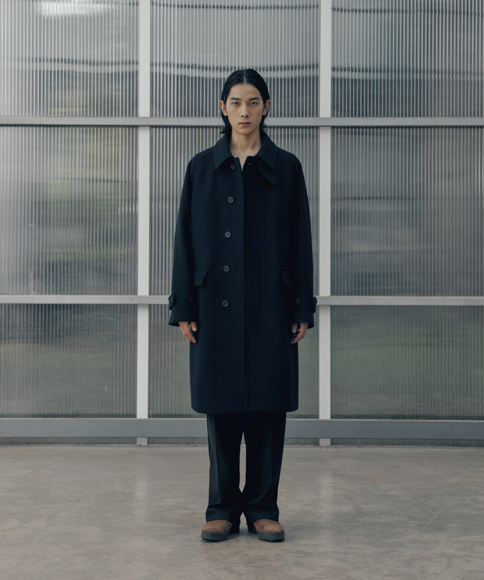 어나더 오피스(ANOTHER OFFICE) Voyager Balmacaan Coat (Dark Navy