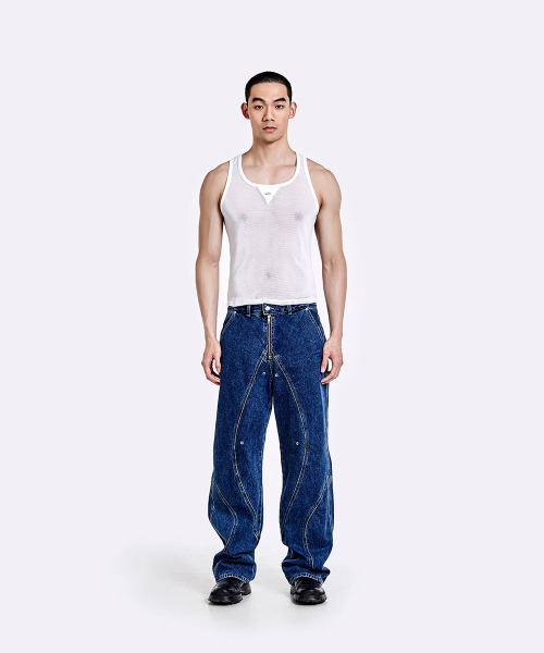 TUNNEL LINING TROUSER (DENIM) - DEEP BLUE