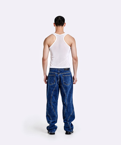 TUNNEL LINING TROUSER (DENIM) - DEEP BLUE