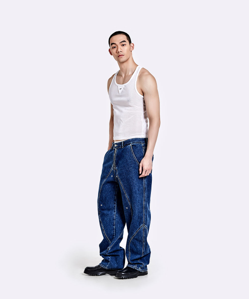 TUNNEL LINING TROUSER (DENIM) - DEEP BLUE