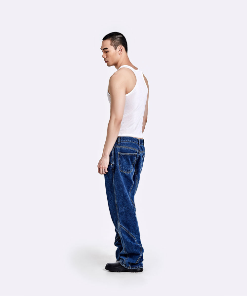 TUNNEL LINING TROUSER (DENIM) - DEEP BLUE