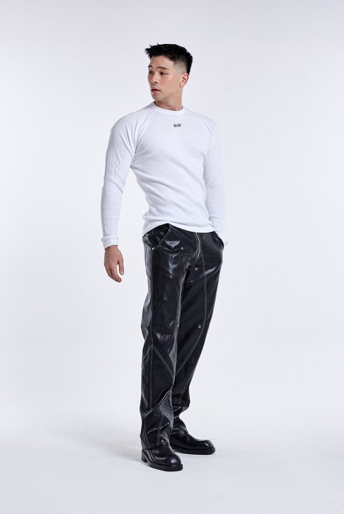 Irregular Logo embroidery Longsleeve - White
