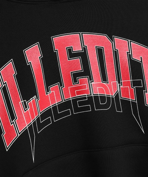 ARCH LOGO CROP HOODIE BLACKRED