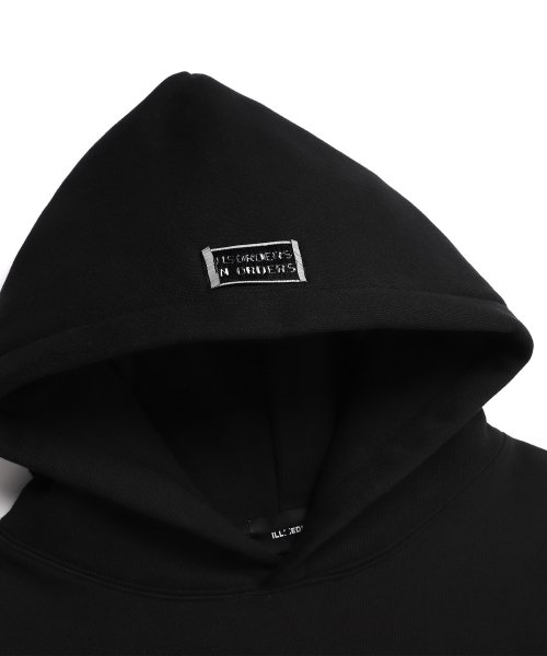 ARCH LOGO CROP HOODIE BLACKRED