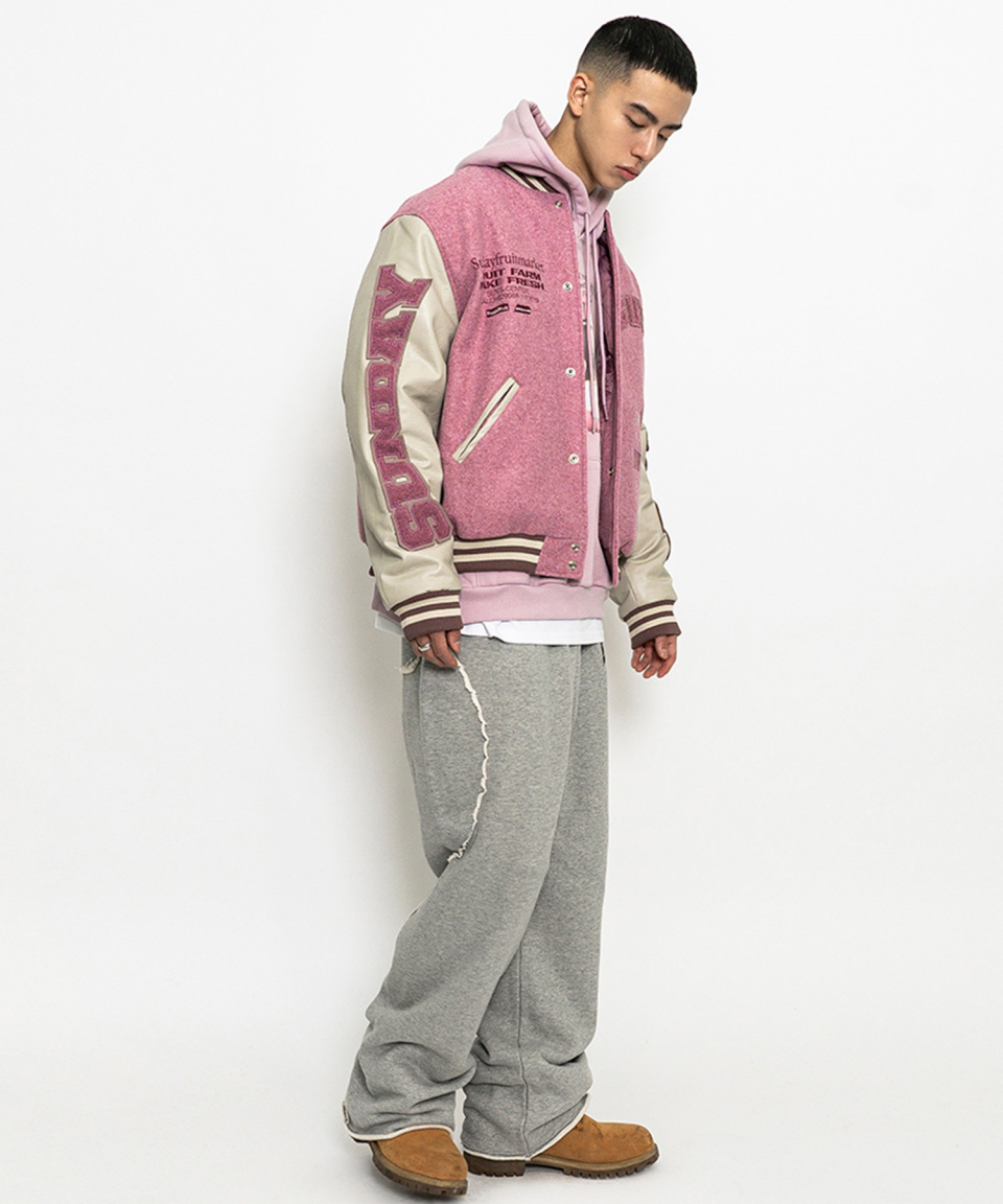 ★関税込★SUNDAY FRUIT MARKET★SUNDAY VARSITY JACKET★ MUSINSA公式 | SUNDAY FRUIT MARKET SUNDAY VARSITY JACKET BLACK