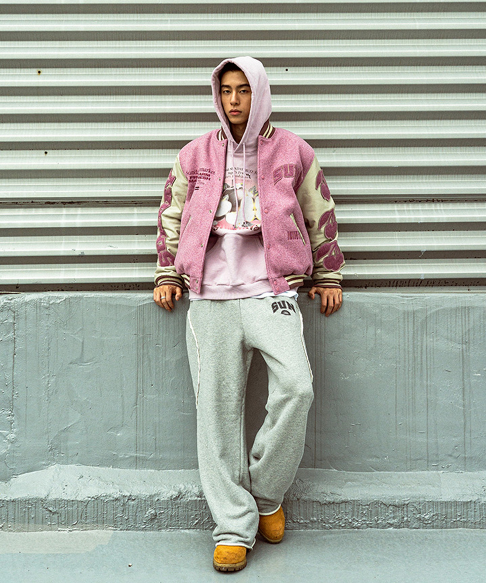 ★関税込★SUNDAY FRUIT MARKET★SUNDAY VARSITY JACKET★ MUSINSA公式 | SUNDAY FRUIT MARKET SUNDAY VARSITY JACKET PINK