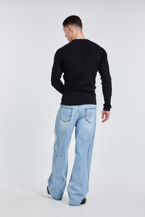 Irregular Logo embroidery Longsleeve - Black