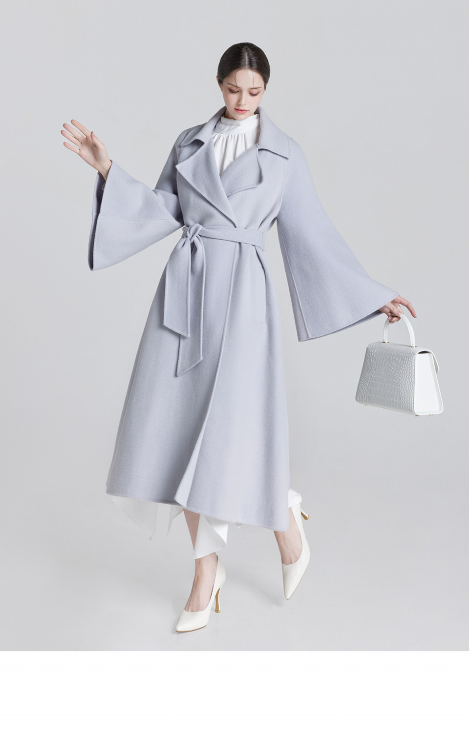 그레이스유(GRACE U) Serena Handmade Coat (Light Blue) - 사이즈