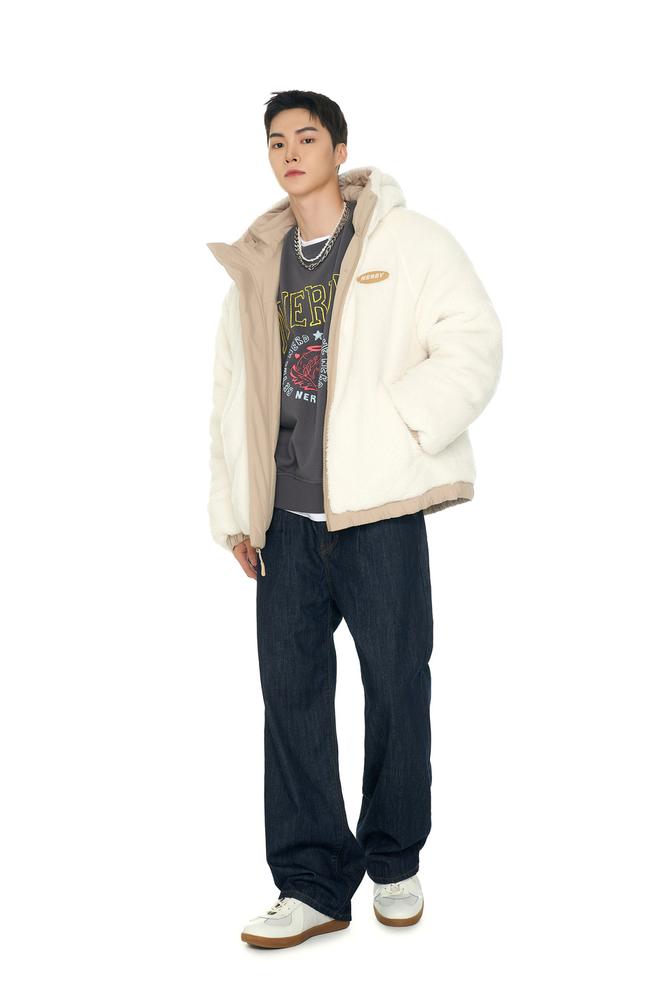 [ NERDY ]★韓国人気★FLEECE REVERSIBLE DOWN JACKET MUSINSA | NERDY Fleece Reversible Down Jacket Black