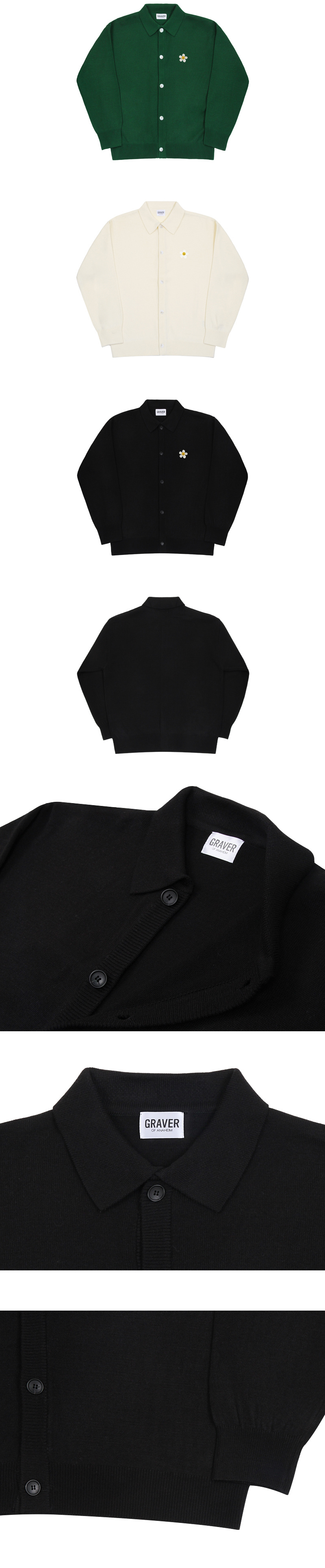 MUSINSA | GRAVER [UNISEX] Flower Dot Embroidered Knit