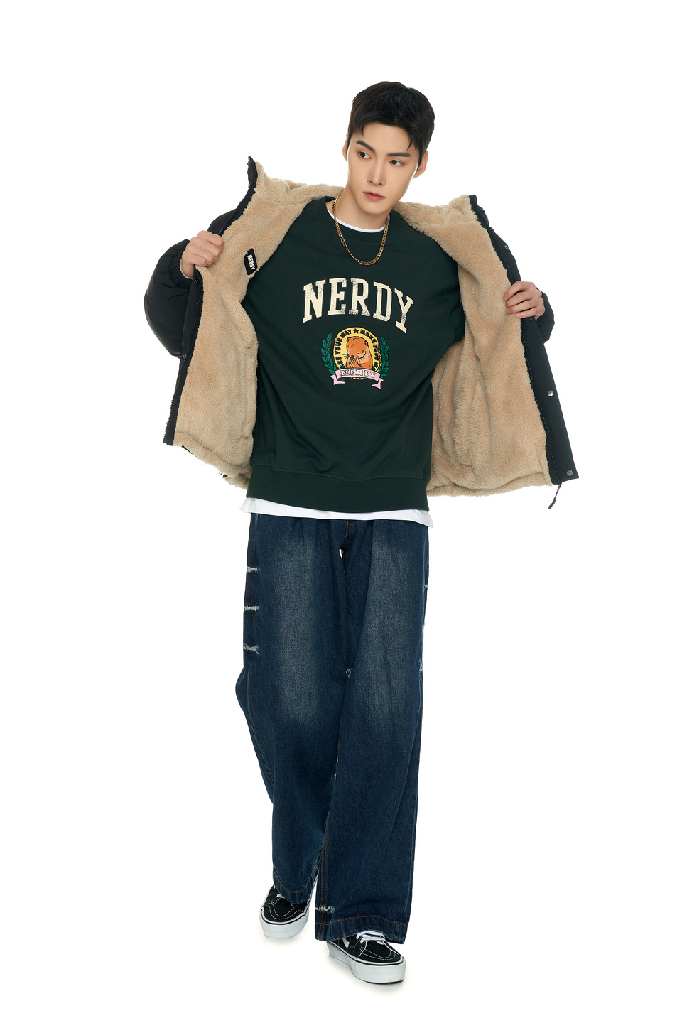 [ NERDY ]★韓国人気★FLEECE REVERSIBLE DOWN JACKET MUSINSA | NERDY Fleece Reversible Down Jacket Black