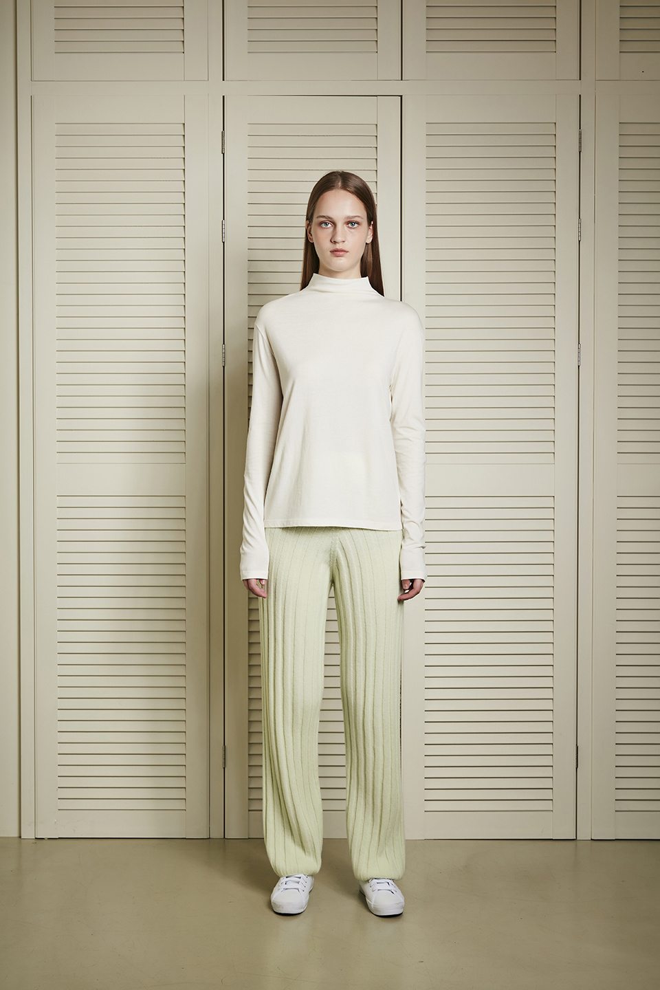 GAEA) cashmere ribbed pants (lime 