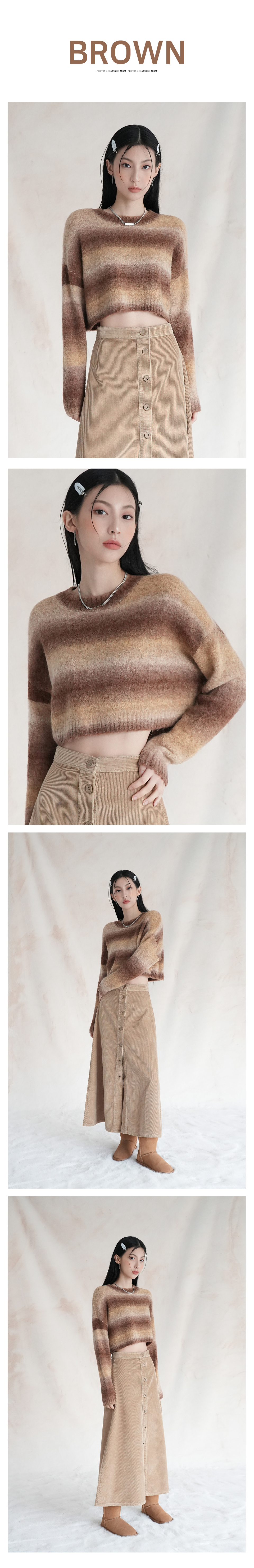 어반드레스(AVANDRESS) Wool Gradation Crop Knit BEIGE