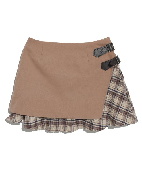 LAYERED BUCKLE SKIRT_BEIGE