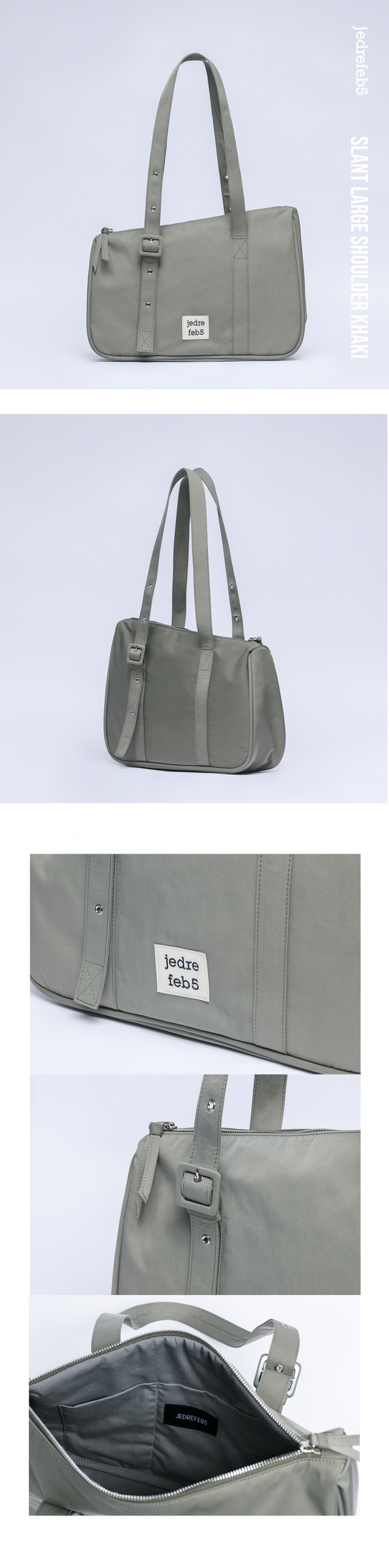 【JEDREFEB5】Slant Large Shoulder Bag Khaki☆韓国☆バッグ JEDREFEB5】Slant Large Shoulder Bag Khaki☆韓国☆バッグ