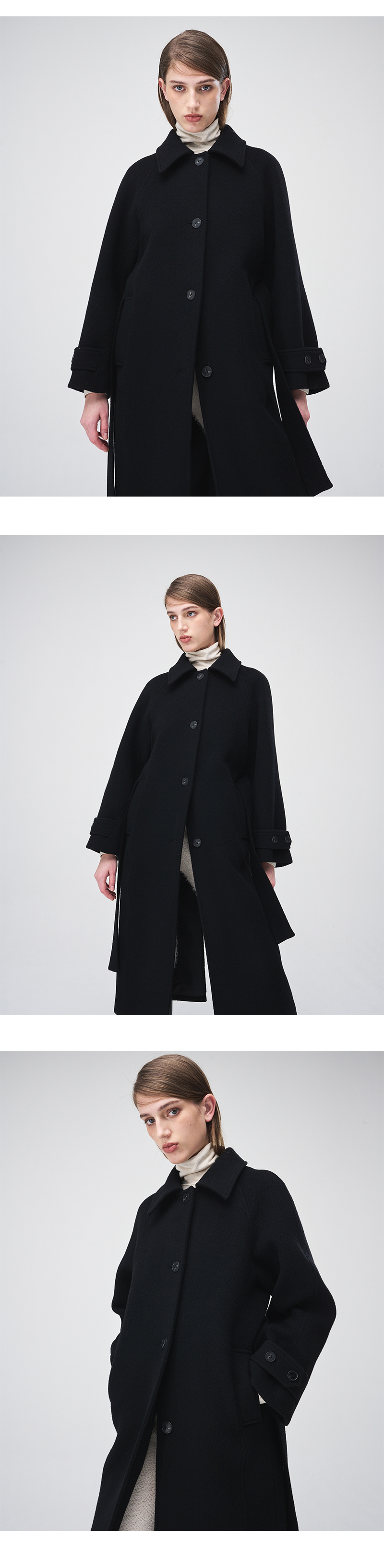 即納！最大半額！ Single Raglan ETMON | MUSINSA Wool Black Coat ジャケット・アウター